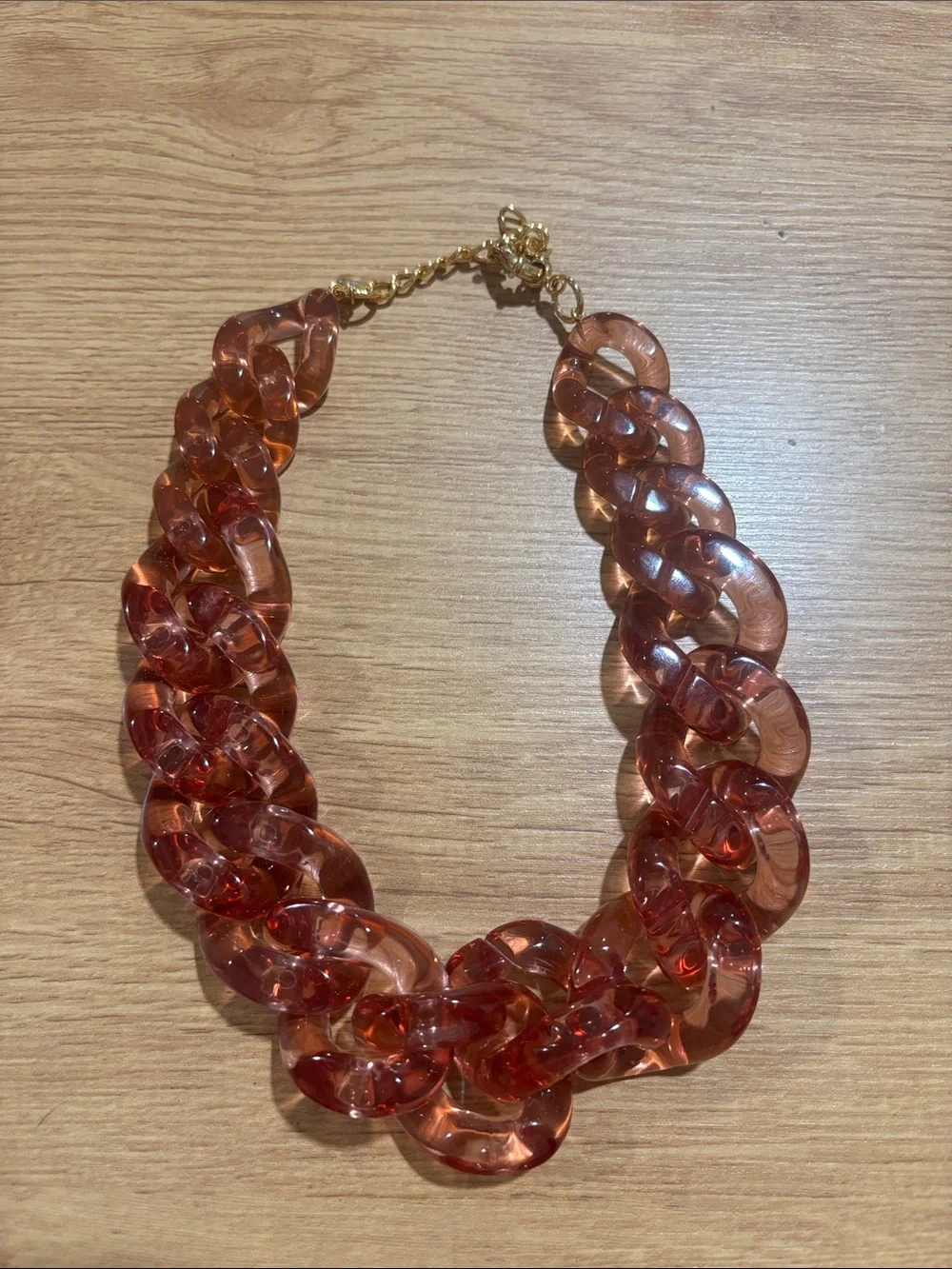 J. Crew Transparent Amber Resin Link Necklace with Gold-Tone Chain